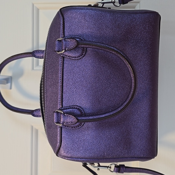 Coach Bennett Satchel Crossbody Purse Metallic Purple - Picture 2 of 12